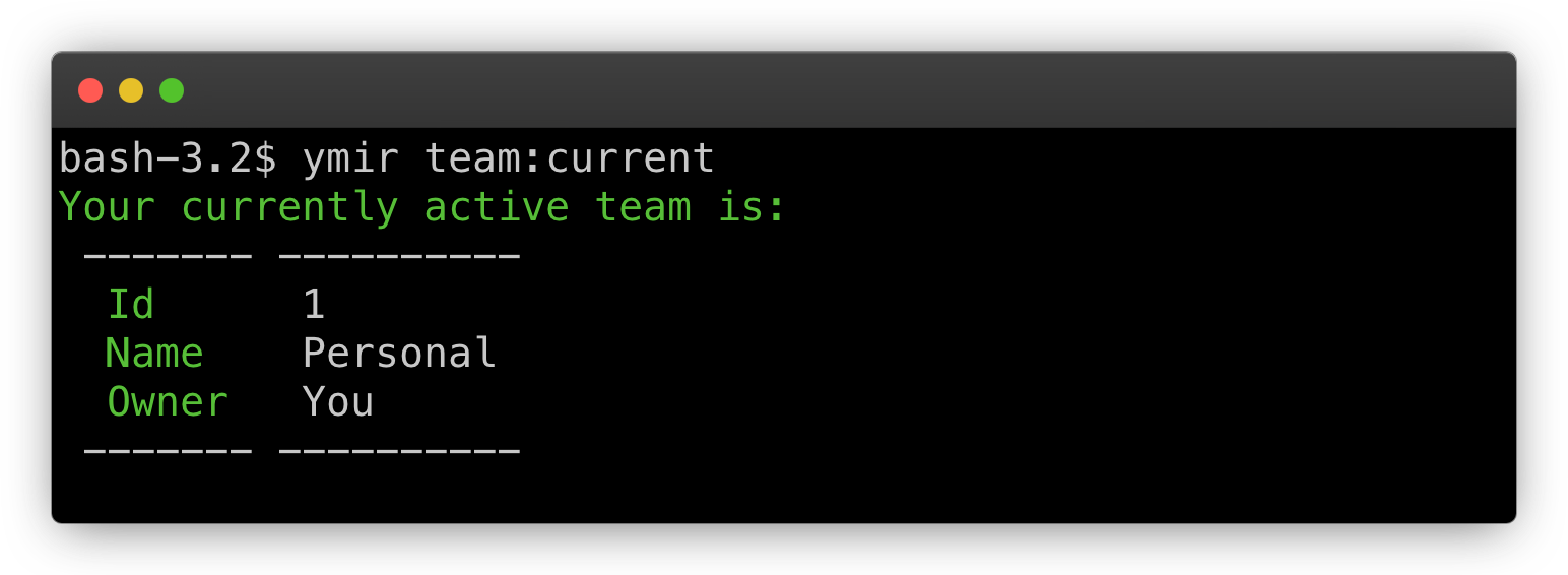 team:current command