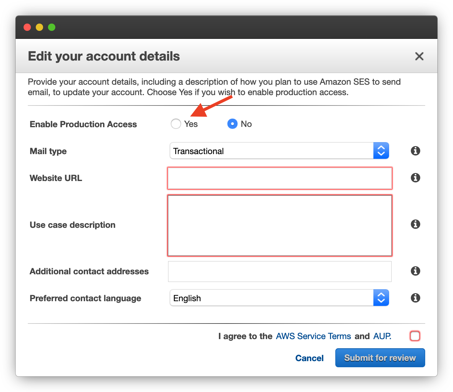 ses account details