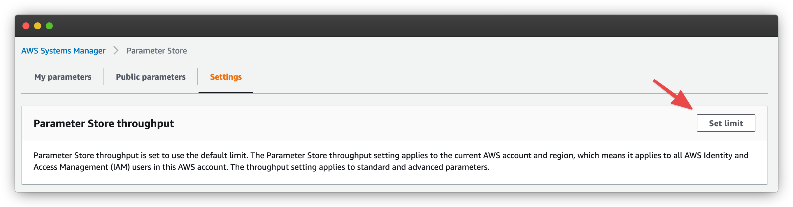 AWS System Manager settings page